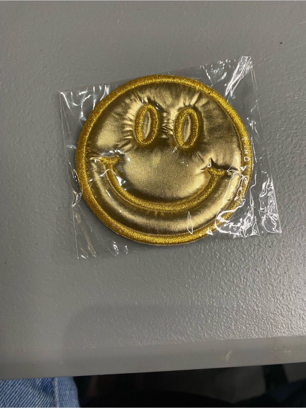 Stoney Clover Lane Embroidered Gold Smiley Face Patch NWT